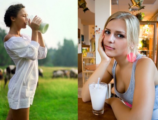 Девушки, пьющие молоко